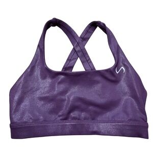 TLF Take Life Further Womens Purple Shimmer Crossback Sports Bra S Yoga Gym